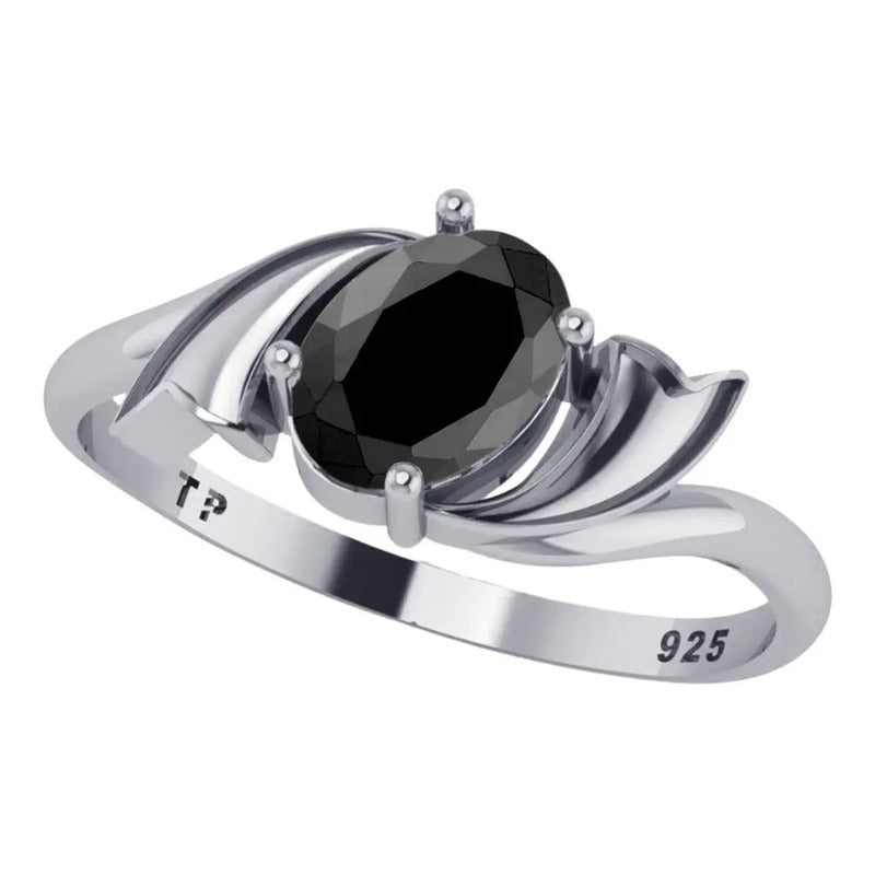 Anel Prata 925 Solitário Black Onix Redonda - Exclusivo Tamanho 26 Prateado
