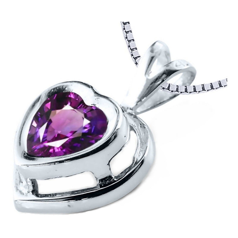 Kit de Anillo y Collar de Plata 925 Corazón de Amatista de Lujo - Exclusivo