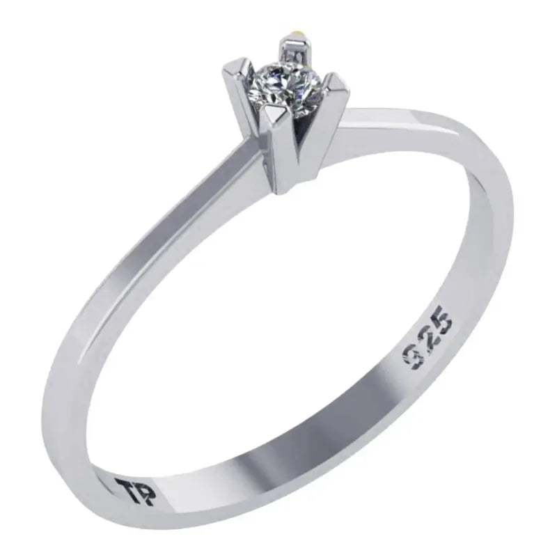Anel Solitário Zirconia De Pura Prata 925 - Feminino Tamanho 30