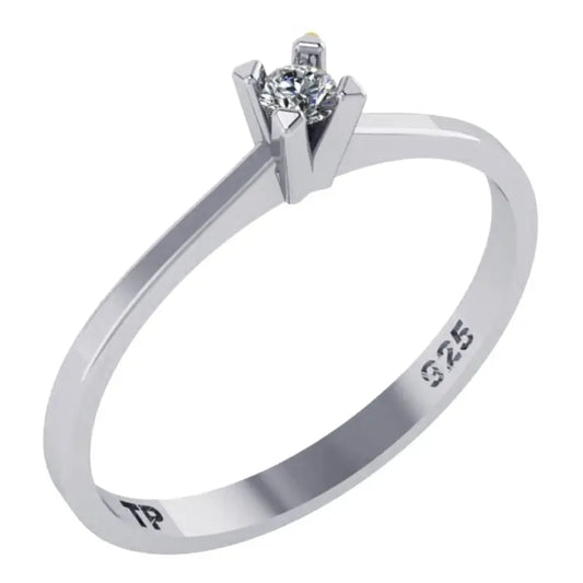 Anel Solitário Zirconia De Pura Prata 925 - Feminino Tamanho 30