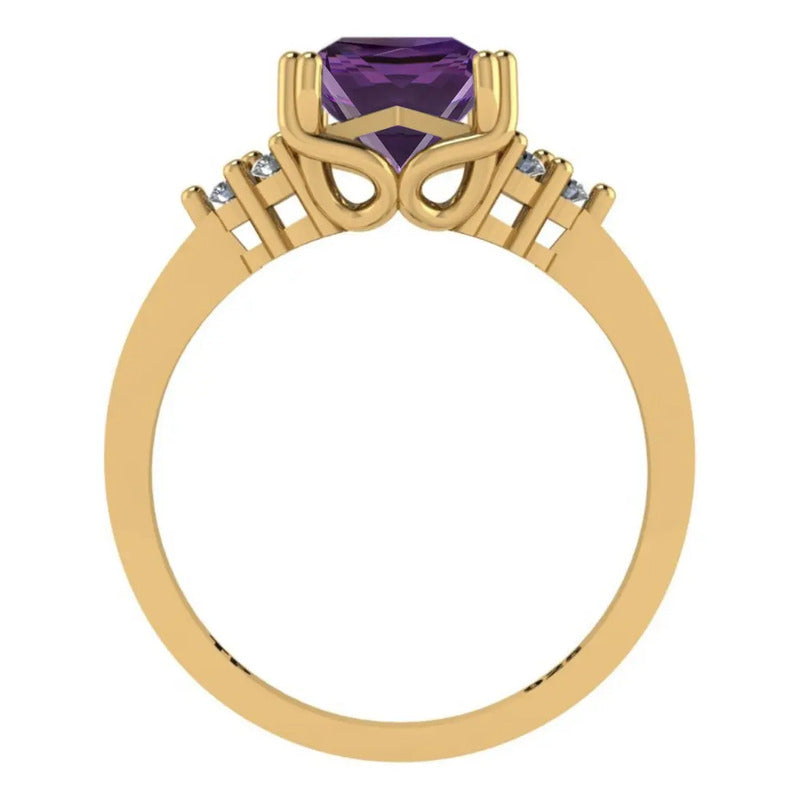 Anel Vintage Clássico Prata 925 Dourada Ouro 18k Ametista