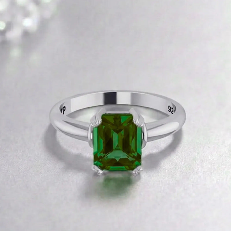 Anel Esmeralda Prata 925 Vintage - Exclusivo