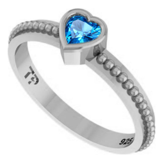 Anillo solitario de topacio con forma de corazón en plata 925 pura - Exclusivo