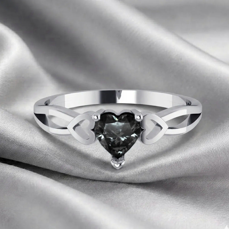 Anel Pura Prata 925 Eterno Coração Black Onix - Exclusivo