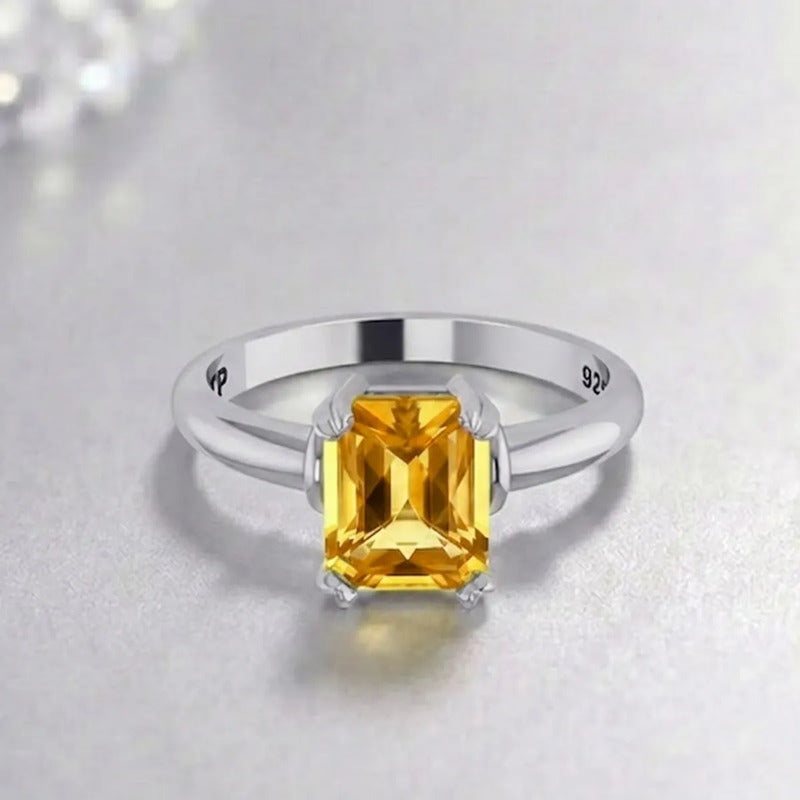 Anel Vintage Citrino Pura Prata 925 - Feminino