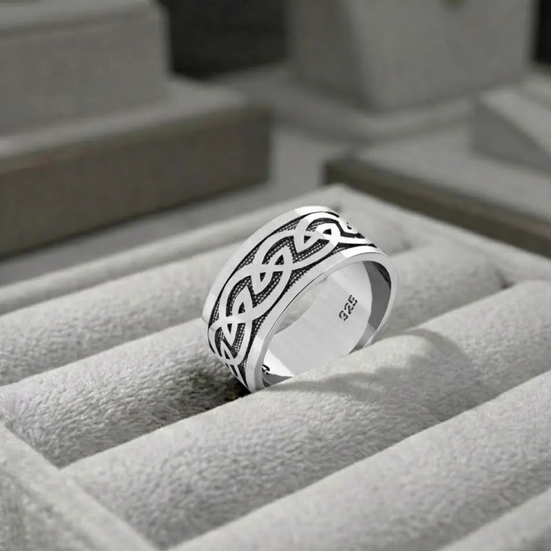 Anel Pura Prata 925 Masculino Infinito Celta - Exclusivo