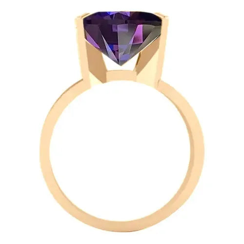 Anel Solitário Prata 925 Dourada 18k- Ametista Grande