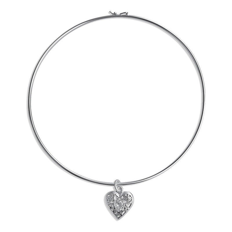 Colar Choker Filigrana Coração Prata 925 Zirconia Exclusivo