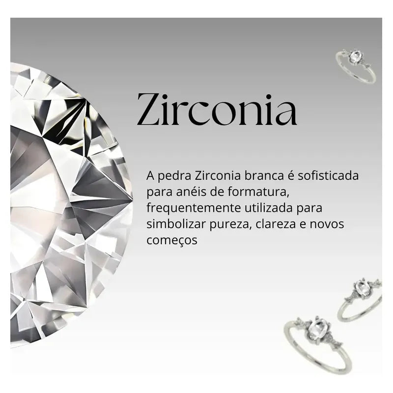 Anel Formatura Feminino Prata 925 + Caixinha Capelo Zircônia 19