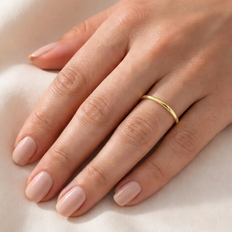 Anel Fio Redondo Aliancinha Prata 925 Dourada Ouro 18k