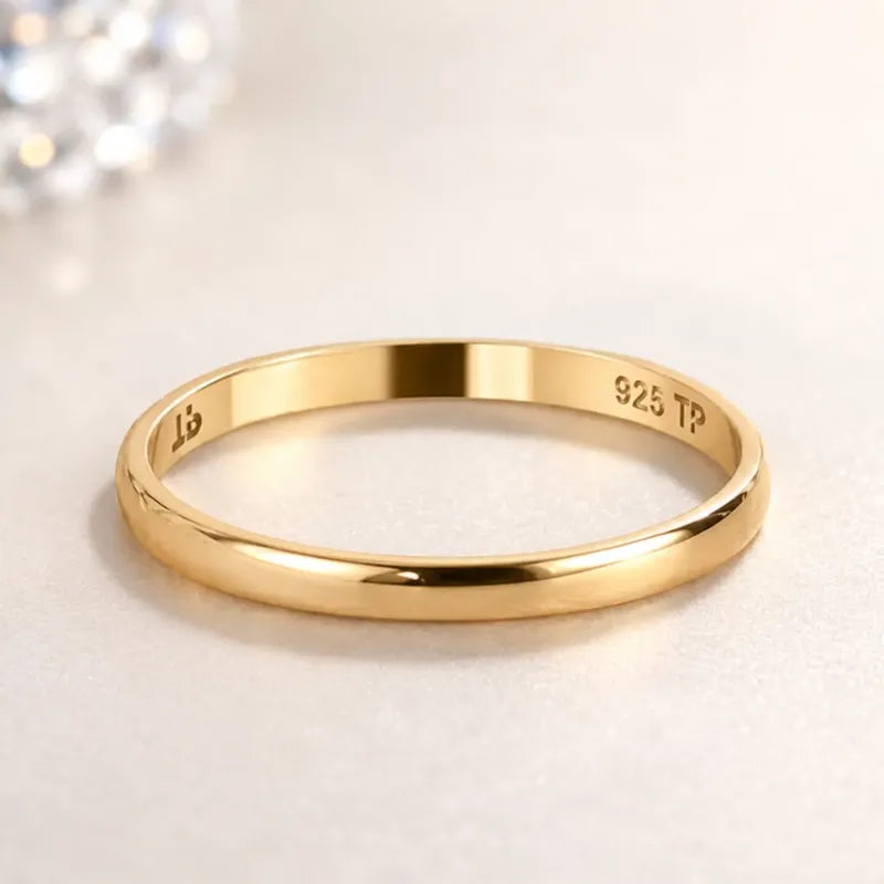 Aliança Lisa Meia Cana Prata 925 Ou Banhada Ouro 18k Prata Dourada 18k 16