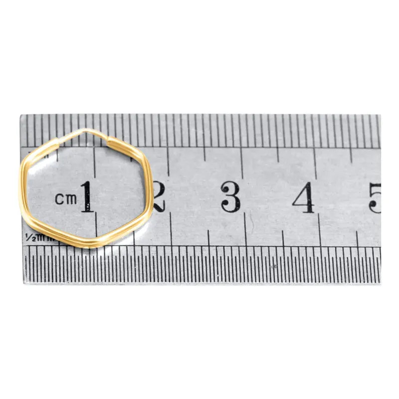 Argola Brinco 18mm Hexagonal Prata 925 Dourada 18k Unissex