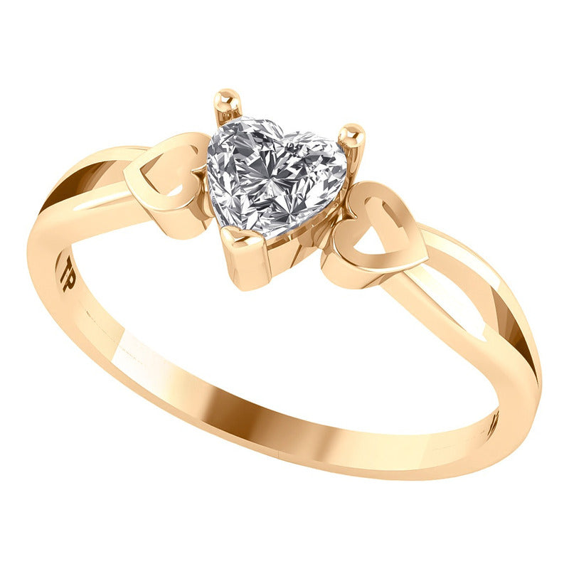 Anel Eterno Coração Pura Prata 925 Dourada Ouro 18k Zircônia