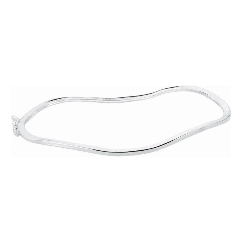 Pulseira Bracelete Rígido Ondulado Prata 925 6 Cm