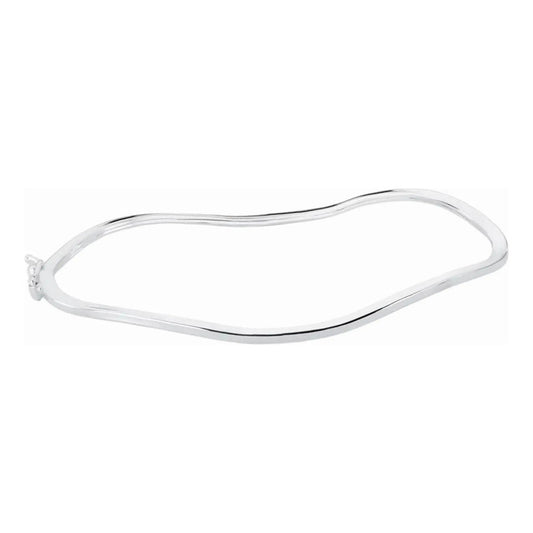 Pulseira Bracelete Rígido Ondulado Prata 925 6 Cm