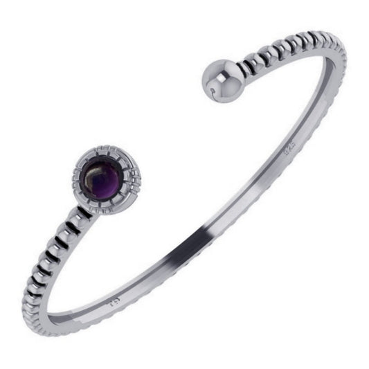 Amethyst Bracelet Rigid 925 Silver - Unisex