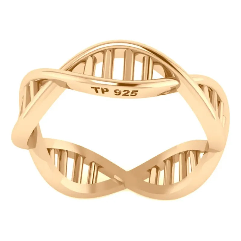 Anel Dna Genoma Biologia Prata 925 Dourada Ouro 18k