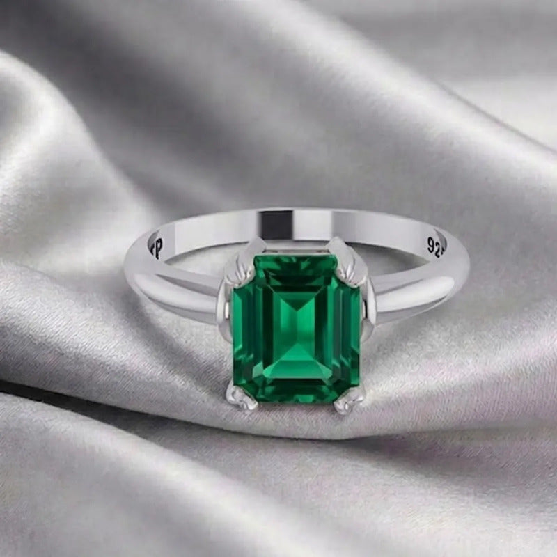 Anel Esmeralda Prata 925 Vintage - Exclusivo