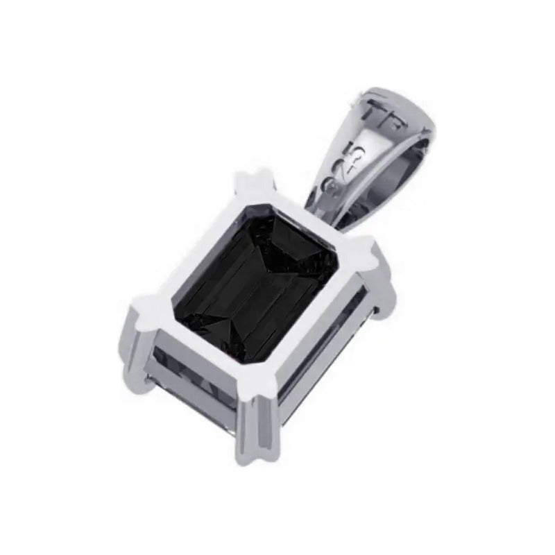 925 Silver Rectangular Black Onyx Unisex Pendant - Exclusive