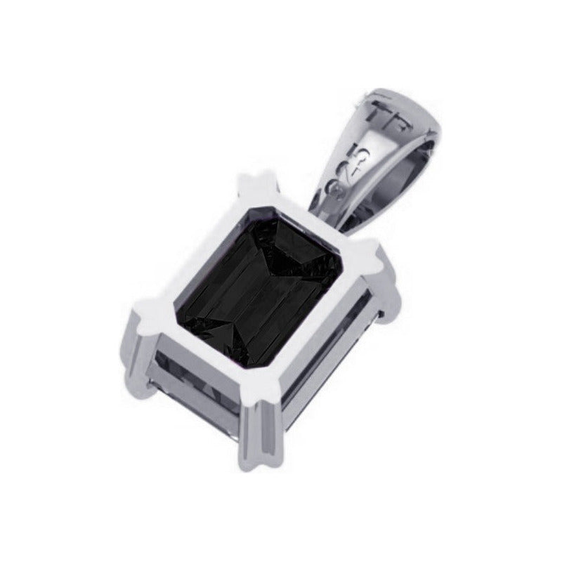 925 Silver Rectangular Black Onyx Unisex Pendant - Exclusive