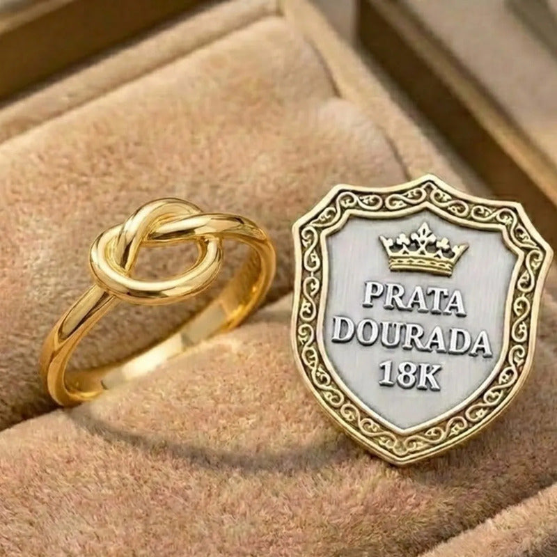 Anel Nozinho Prata 925 Dourada 18k - Fio Redondo