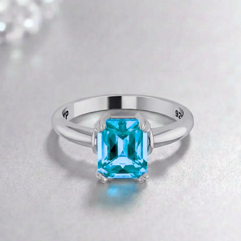 Anel Azul Topázio Pura Prata 925 Vintage - Exclusivo