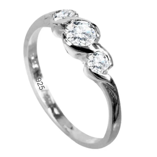 Anel De Prata 925 Com 3 Zirconias - Exclusivo