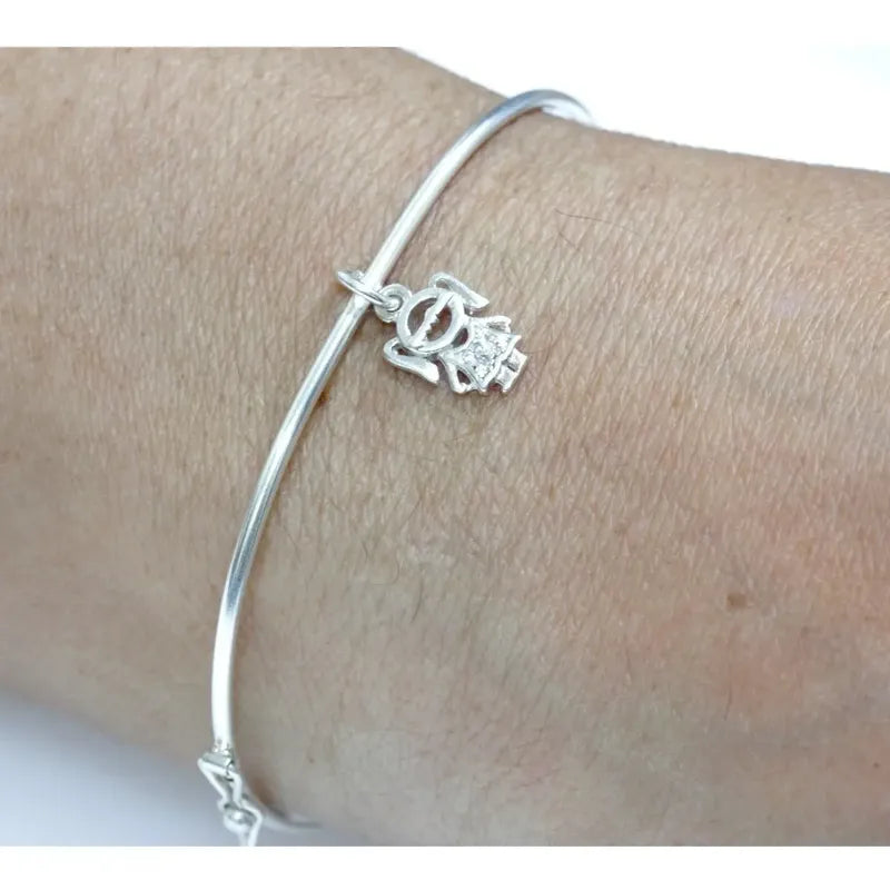 Pulseira Bracelete Rígido Prata 925 - Pingente Menina 19 Cm