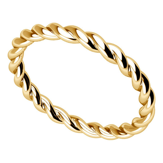 Anel Torcido Prata 925 Dourada 18k - Certificado De Garantia