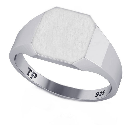 Anel De Prata 925 Sólido Feminino Retangular - Exclusivo