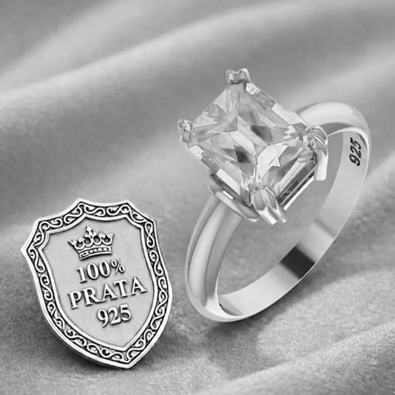 Anel Zirconia Prata 925 Vintage - Feminino