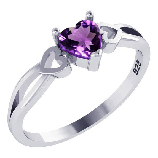 Pure 925 Silver Ring Eternal Amethyst Heart - Exclusive