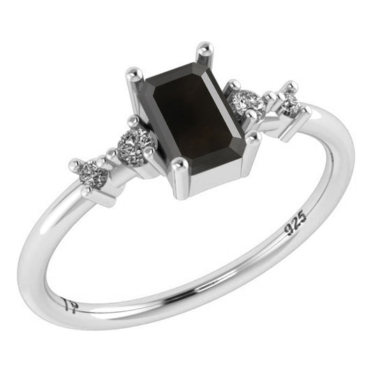 Vienna Onix Rectangular Ring Pure 925 Silver - Onix