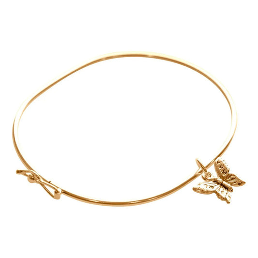 Pulseira Bracelete Prata 925 Dourada 18k Rígido - Borboleta  Dourado