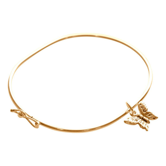 Pulseira Bracelete Prata 925 Dourada 18k Rígido - Borboleta
