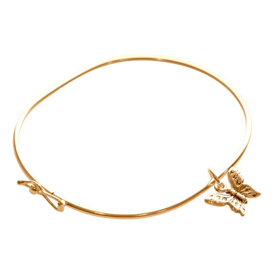 Pulseira Bracelete Prata 925 Dourada 18k Rígido - Borboleta