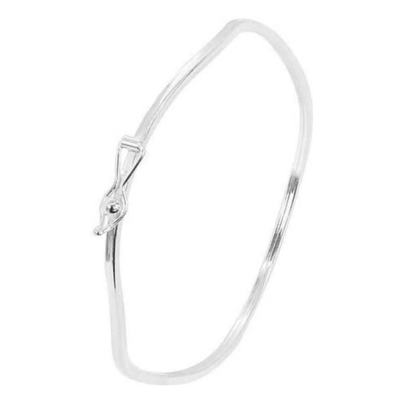 Pulseira Bracelete Rígido Ondulado Prata 925 6 Cm