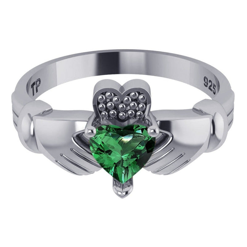 925 Silver Claddagh Emerald Ring - Exclusive - Buy Jewelry Direct From The Factory And Save Money