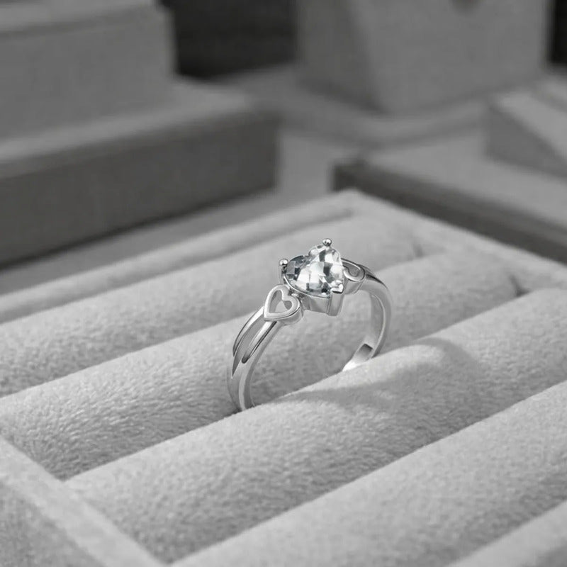 Anel Prata 925 Eterno Coração Zirconia - Exclusivo