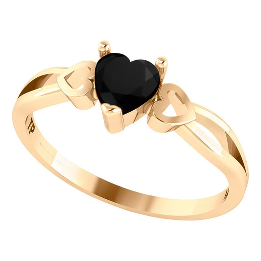 Anel Eterno Coração Pura Prata 925 Dourada Ouro 18k Onix