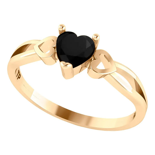 Anel Eterno Coração Pura Prata 925 Dourada Ouro 18k Onix