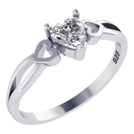Anel De Pura Prata 925 Eterno Coração Zirconia - Exclusivo