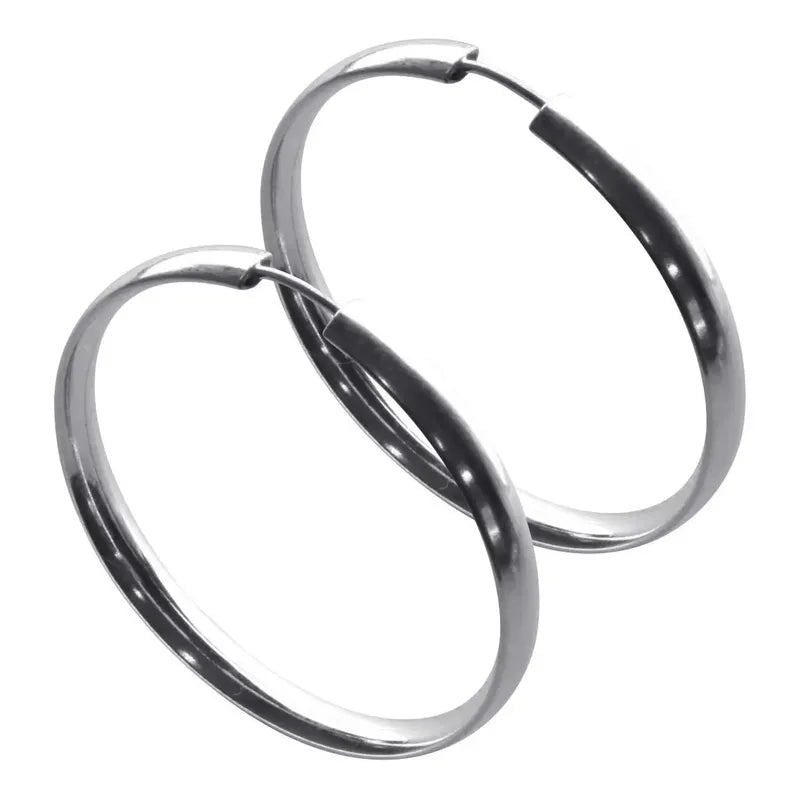 Argola Brinco Pura Prata 925 - 3,5cm - Tubo Largo Prata