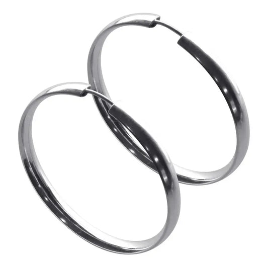Argola Brinco Pura Prata 925 - 3,5cm - Tubo Largo Prata