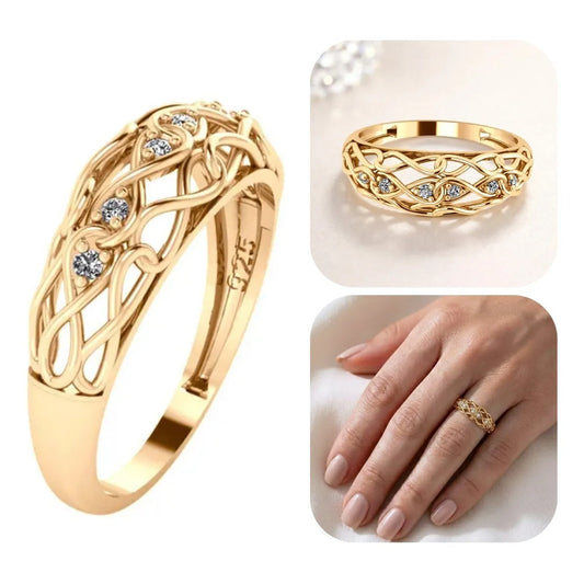 Anel Bombe Infinito Zircônias - Prata 925 Dourada 18k