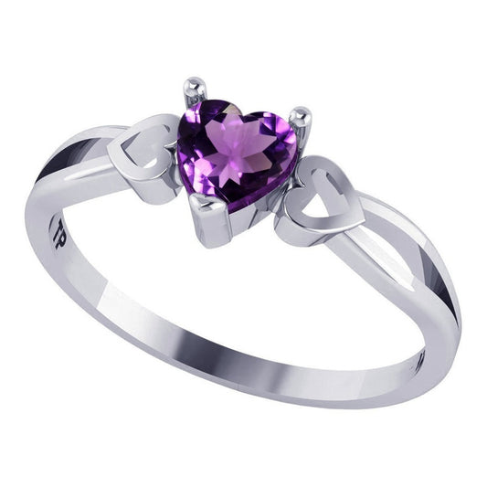 Pure 925 Silver Ring Eternal Amethyst Heart - Exclusive