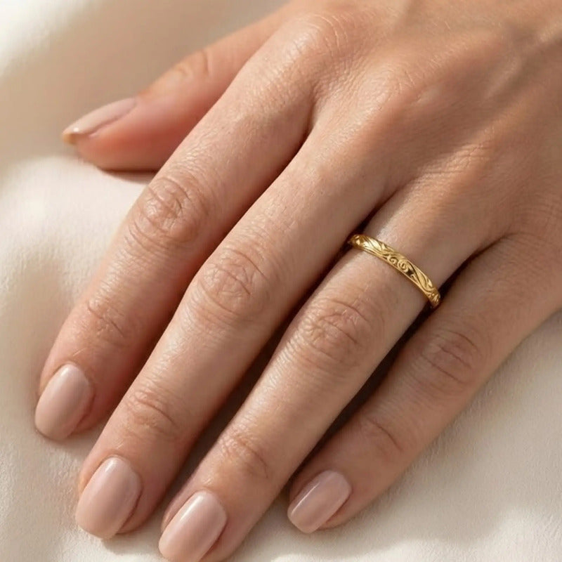Anel Fio Arabesco Aliancinha Prata 925 Dourada  Ouro 18k