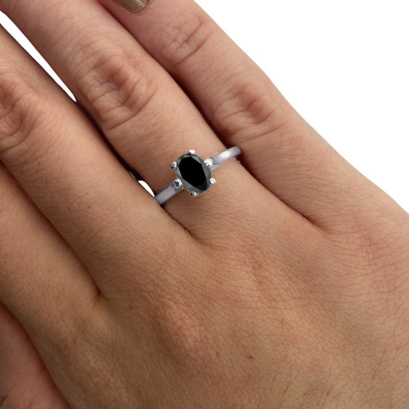 Anel Solitário Prata 925 Black Onix Oval - Exclusivo