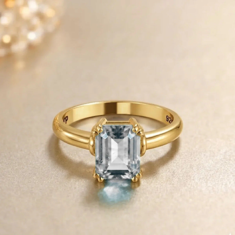 Anel Vintage Zircônia Prata 925 Dourada Ouro 18k- Feminino