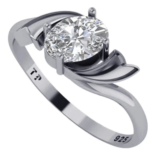 Anel Wings Zirconia Oval Pura Prata 925 - Exclusivo